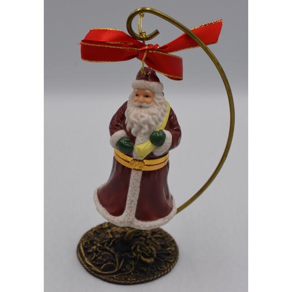 Spode 4" Santa Claus Christmas Hinged Porcelain Trinket Box Ornament - Picture 6 of 9
